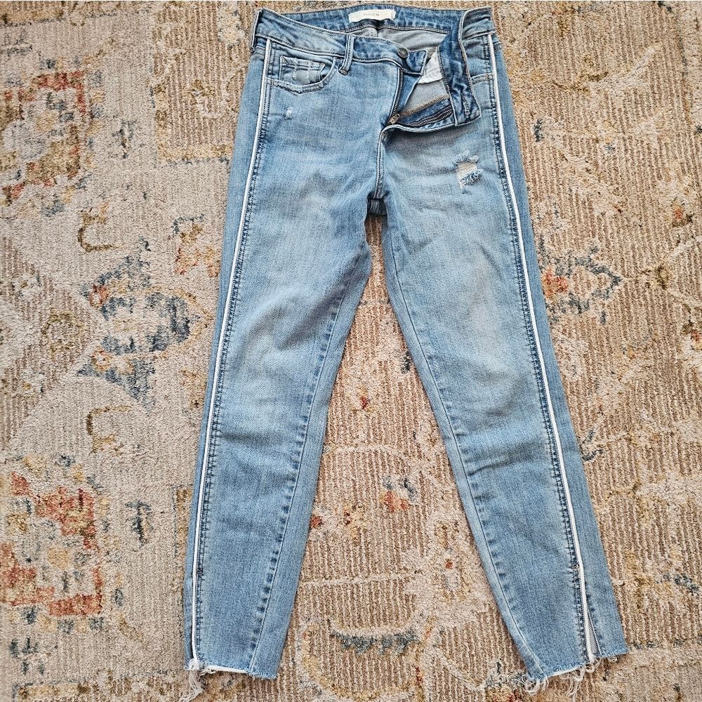 Hidden Ankle Jeans With White Stripe On Sides, Sz 29 With 28" Inseam, Like New